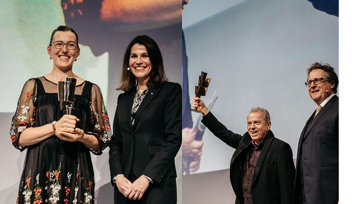 Die Bilder des Kulturpreis-Abends: Sonderpreisträgerin Martina Schwarzmann (l.) mit Laudatorin, Staatsministerin Marion Kiechle, und Kunstpreisträger Günther Sigl (2. v. r.) mit Laudator Richard Loibl, Direktor des Hauses der Bayerischen Geschichte.