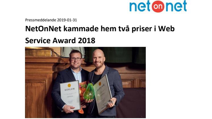 NetOnNet kammade hem två priser i Web Service Award 2018