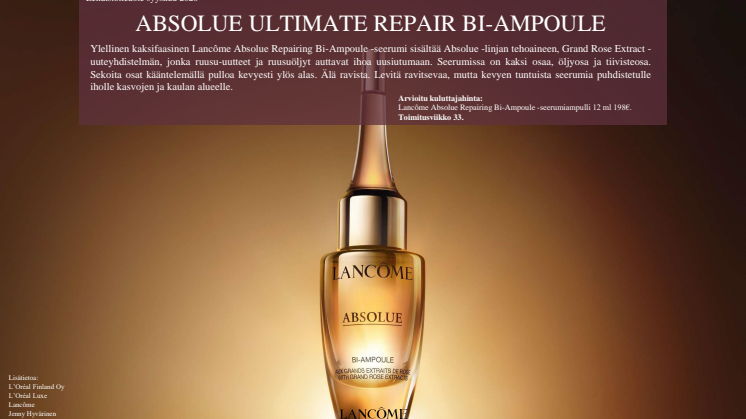 Lancôme ABSOLUE BI-AMPOULE press release