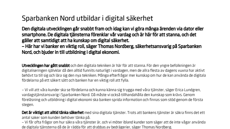 Sparbanken Nord utbildar i digital säkerhet (pdf)