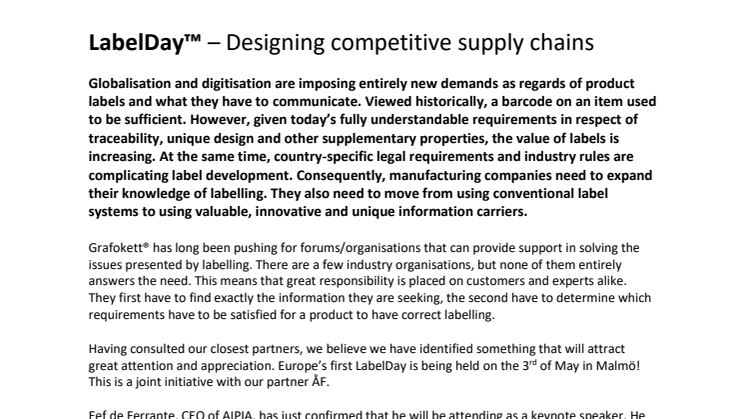 LabelDay™ – Designing competitive supply chains