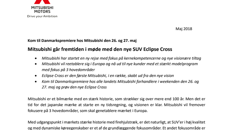 Danmarkspremiere på Mitsubishi Eclipse Cross