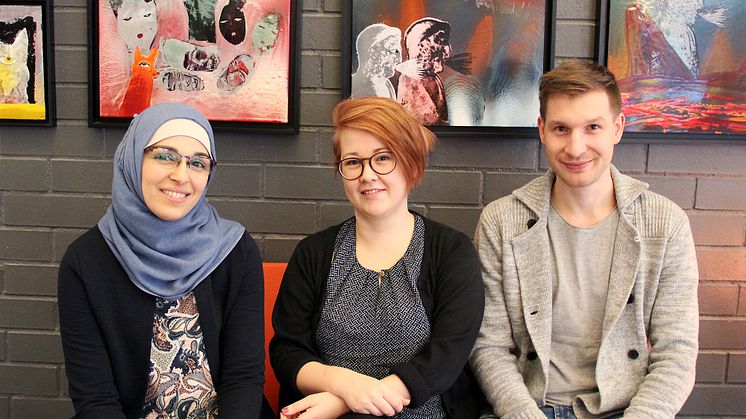 Enas Al-Nuaimi, Linn Wallo och Fredrik Udén.