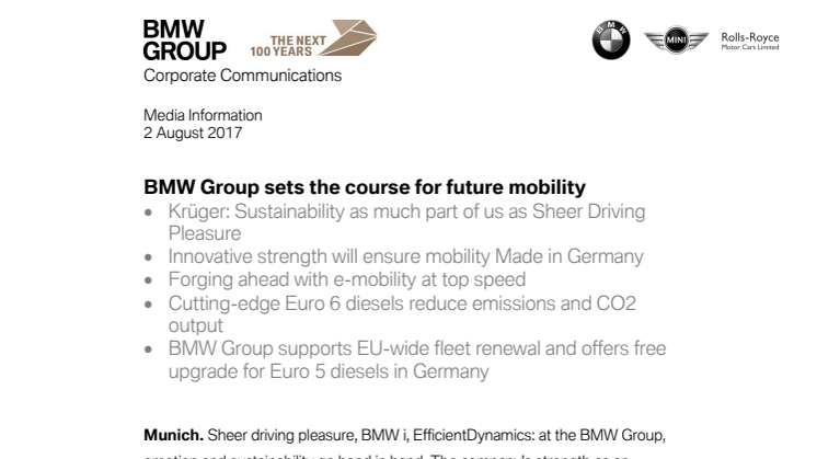 BMW Group sets the course for future mobility