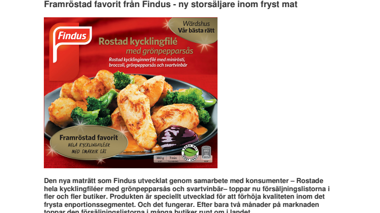 Framröstad favorit från Findus - ny storsäljare inom fryst mat 