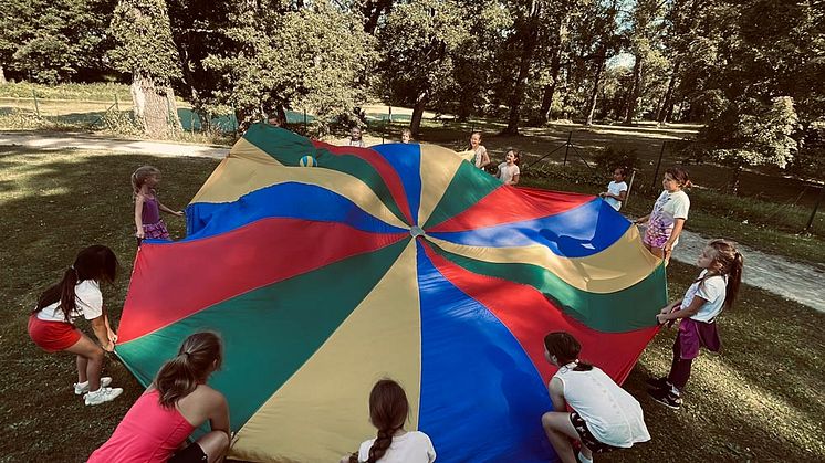 Latvian and Ukranian coeliac children playing at summer camp in Kocēnu, Latvia