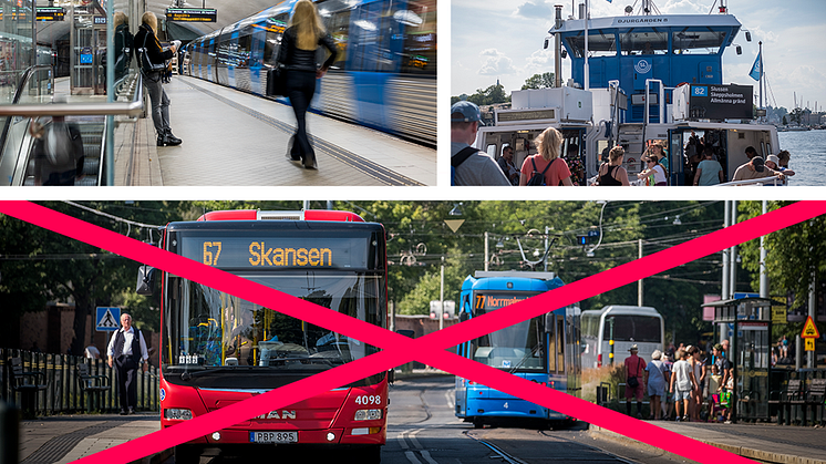 Välj att resa med tunnelbanan och pendelbåtar när trafiken i innerstan spärras av.