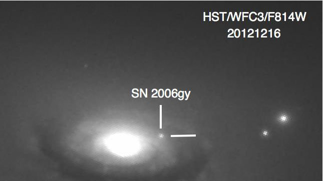 Supernovan SN 2006gy. Foto: Fox et al 2015.