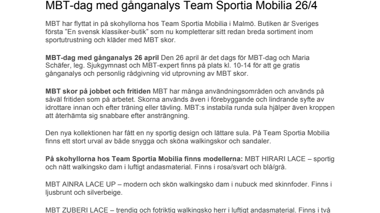 MBT-dag med gånganalys Team Sportia Mobilia 26/4