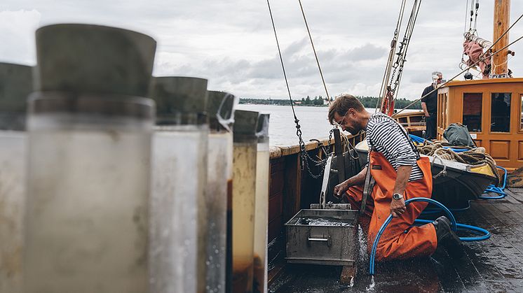 Provtagningar görs vid en rad stora industrianläggningar utmed Norrlandskusten. På bilden syns IVL:s Magnus Karlsson utanför Rönnskär, Skellefteå. Foto: Jonas Westling