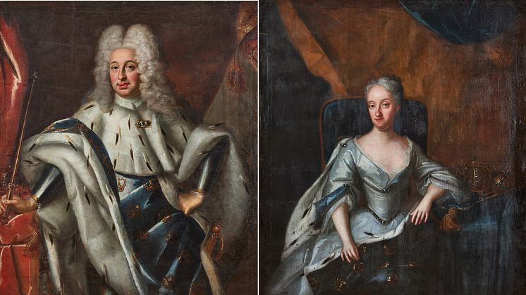 Royal representative portraits of King Fredrik I and Queen Ulrica Eleonora dy