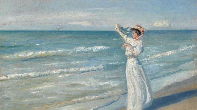 Michael Ancher- Ung pige på stranden, Skagen. Sign. M. A. Olie på lærred. 43 x 63. Hammerslag- 1.000.000 kr.