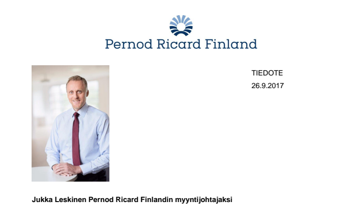 Jukka Leskinen myyntijohtajaksi Pernod Ricard Finlandiin 