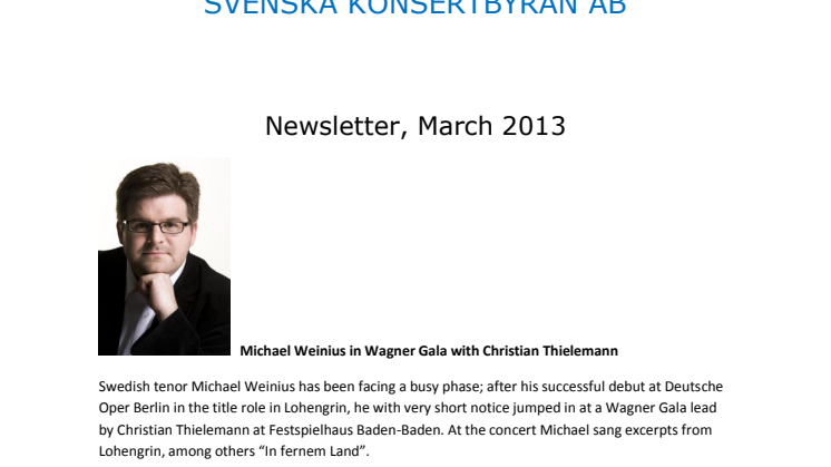 Newsletter, March 2013