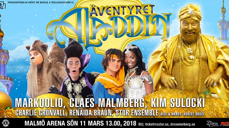 Äventyret Aladdin till Malmö Arena i mars 2018! 