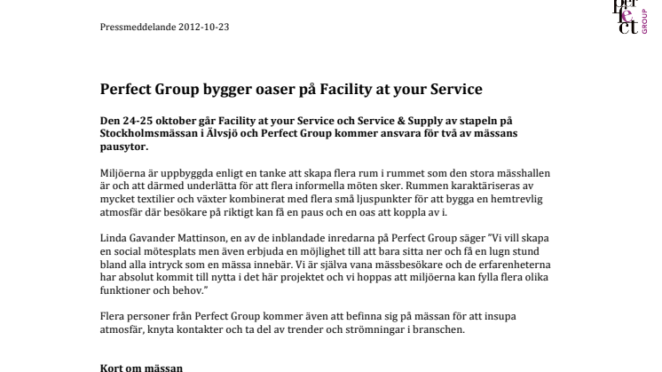 Perfect Group bygger oaser på Facility at your Service