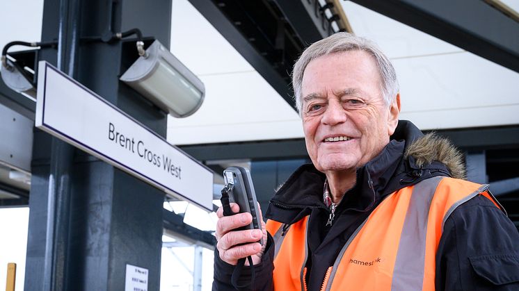 Tony Blackburn takes the platform to announce London's newest station