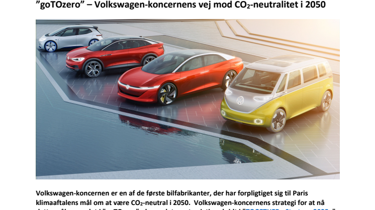 ”goTOzero” – Volkswagen-koncernens vej mod CO2-neutralitet i 2050