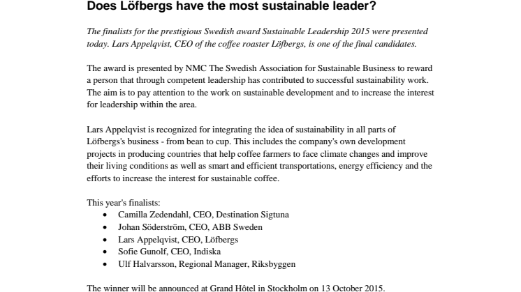 ​Does Löfbergs have the most sustainable leader? 