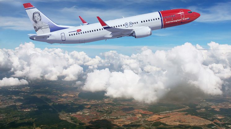 Boeing 737 MAX8 in Norwegian livery