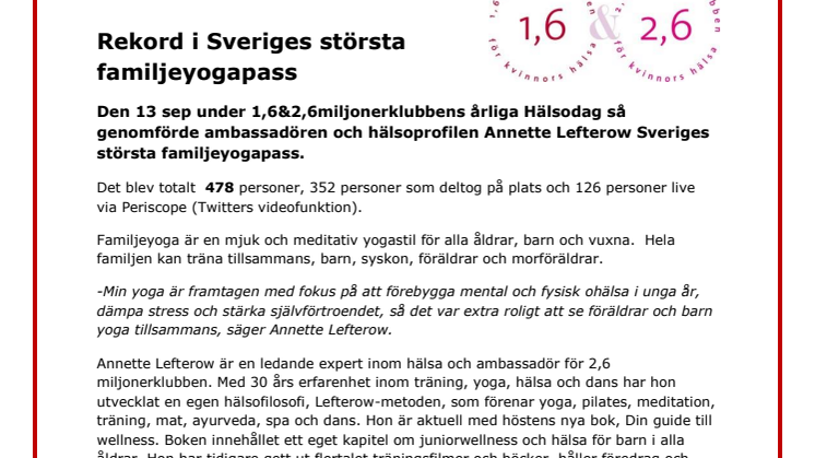 Rekord i Sveriges största familjeyogapass