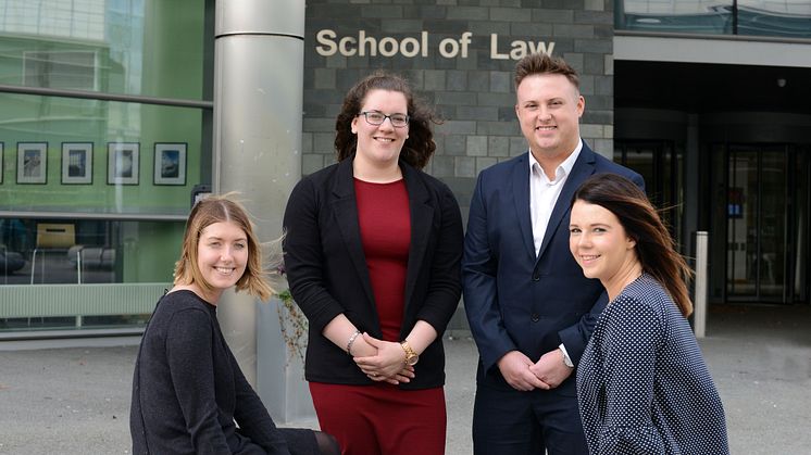 L-R Ana Speed, senior lecturer,  students Stephanie Wilson and Daniel Ruddick, and senior lecturer Kayliegh Richardson)