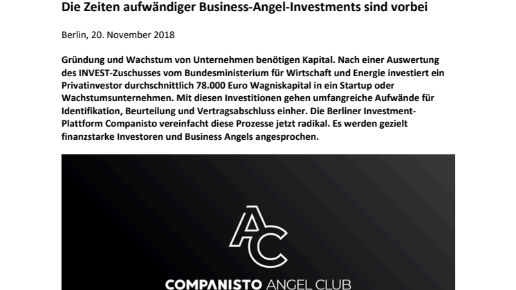 ​Die Zeiten aufwändiger Business-Angel-Investments sind vorbei