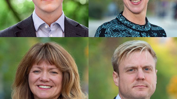 Övre vänster-höger, nedre vänster-höger: Anton Fendert (MP), Malin Fijen Pacsay (MP), Susanne Nordling (MP) och Tomas Eriksson (MP). Fotograf: Fredrik Hjerling