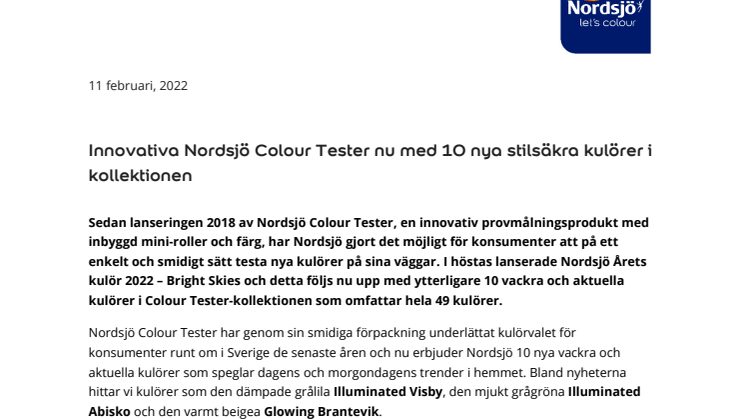 Innovativa Nordsjö Colour Tester nu med 10 nya stilsäkra kulörer i kollektionen_SE.pdf