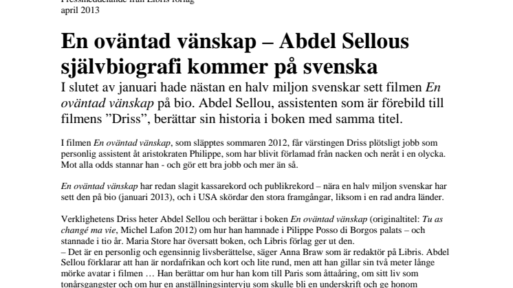 En oväntad vänskap – Abdel Sellous självbiografi kommer på svenska