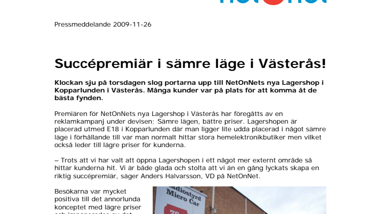 Succépremiär i sämre läge i Västerås!