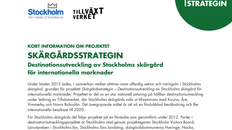 Destinationsutveckling av Stockholms skärgård för internationella marknader