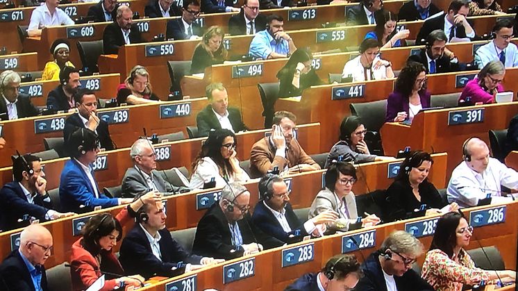 Bild från omröstningen i EU-parlamentet 1 juni 2023. Lara Wolters, huvudrapportör för CSDDD-direktivet, syns på plats nr 280.