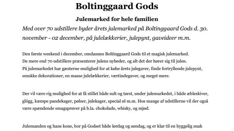 Jul på Boltinggaard Gods  