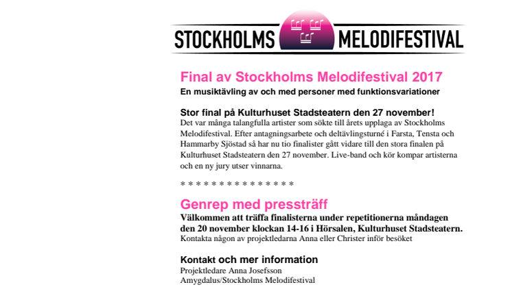 Final av Stockholms Melodifestival 2017 - Pressträff under genrep