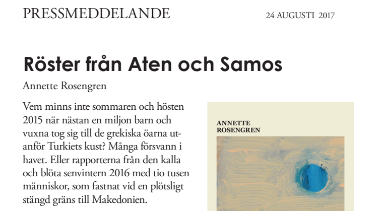 Röster från Aten och Samos. Ny bok!