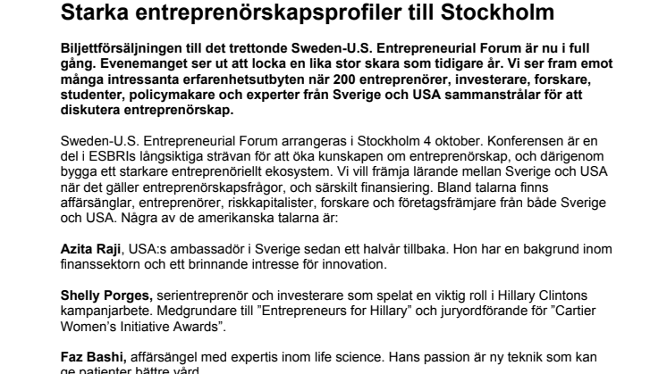 Starka entreprenörskapsprofiler till Stockholm