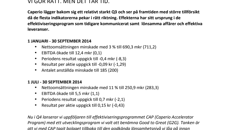 VI GÖR RÄTT. MEN DET TAR TID.