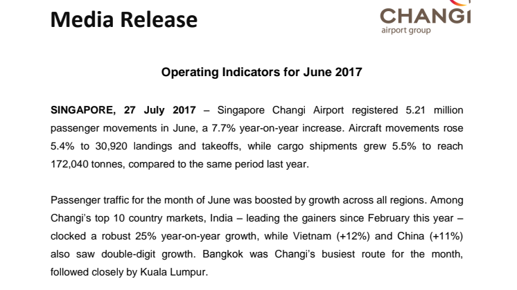 Operating Indicators for June 2017