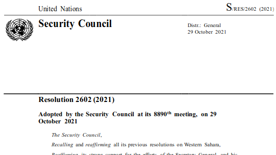 UNSC Resolution 2602 adopted on 29 October 2021