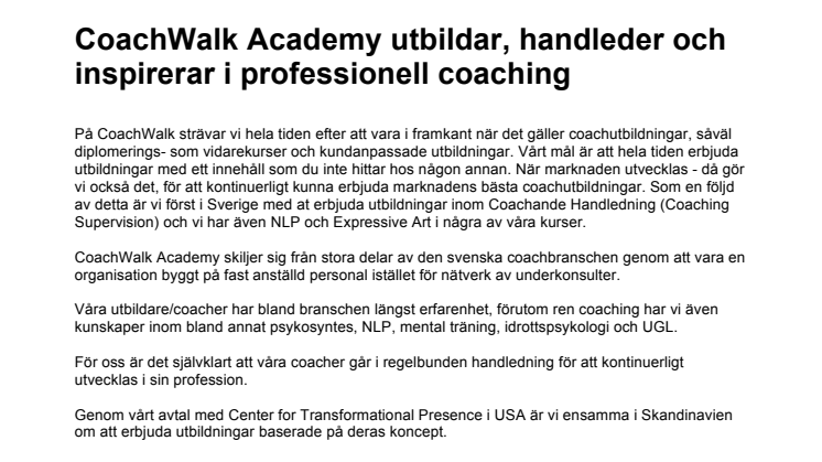 Om CoachWalk Academy