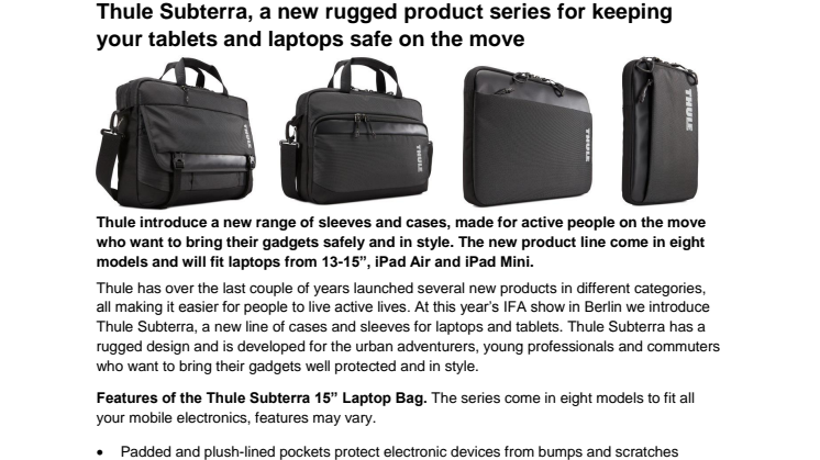 Thule Subterra, a new rugged product series for keeping your tablets and laptops safe on the move 