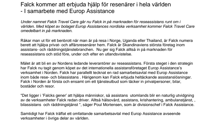 Falck köper Europ Assistance