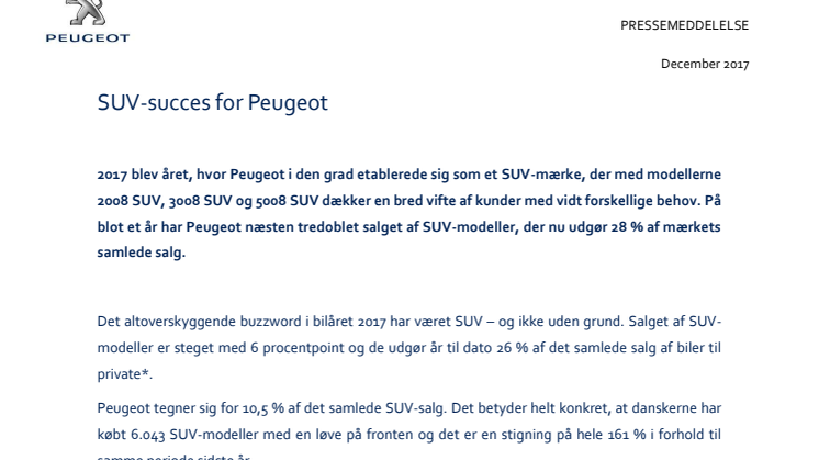 SUV-succes for Peugeot