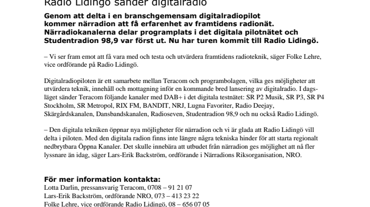 Radio Lidingö sänder digitalradio 