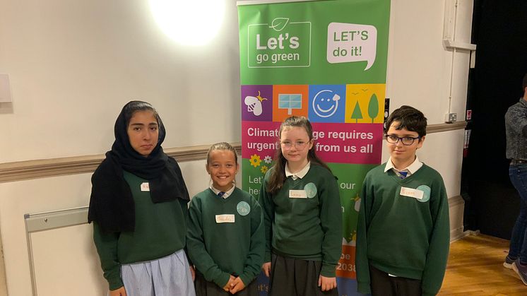 Pupils from Radcliffe Hall CE Primary School at the Bury school climate conference.