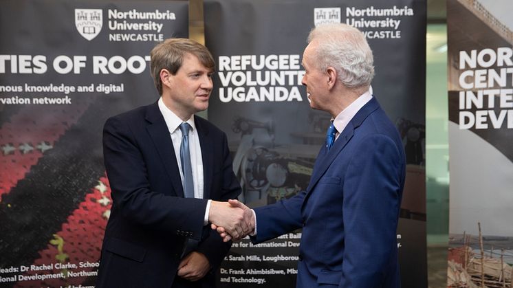 l-r Chris Skidmore MP with Northumbria University Vice-Chancellor and Chief Executive Andrew Wathey CBE