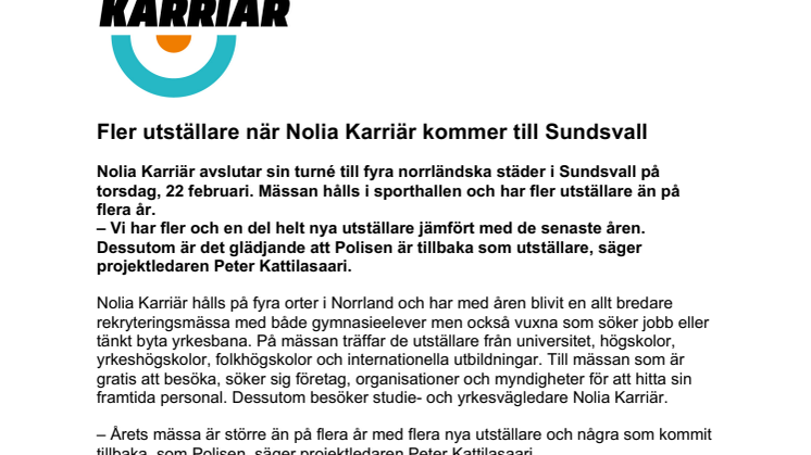 Fler utställare när Nolia Karriär kommer till Sundsvall