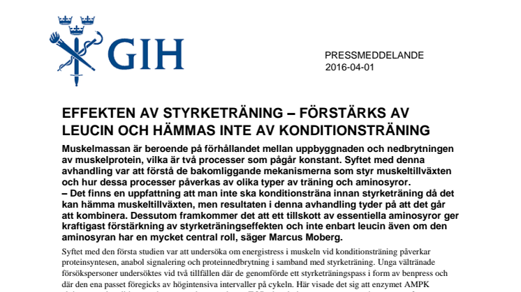 Effekten av styrketräning – förstärks av leucin och hämmas inte av konditionsträning