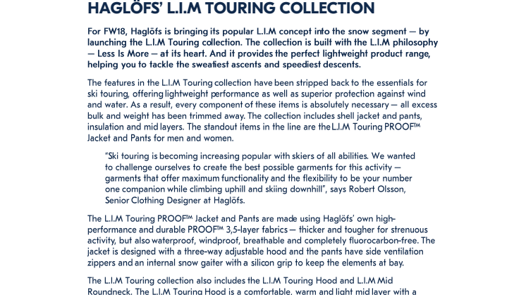 HAGLÖFS’ L.I.M TOURING COLLECTION 